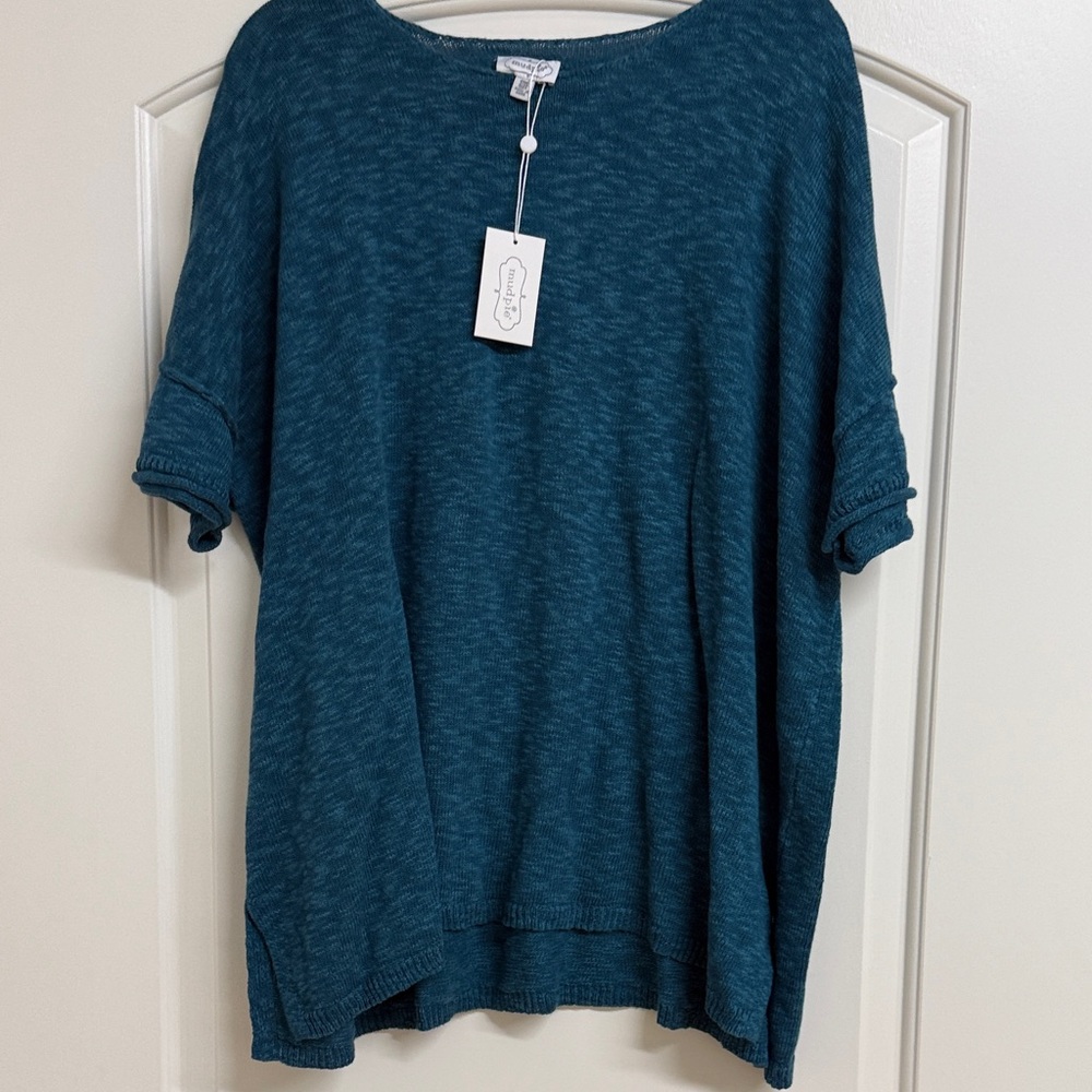 Mud Pie Teal Short Sleeve Sweater